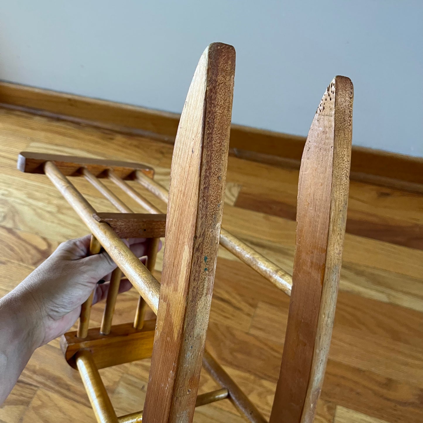 Vintage Mini Wood Doll Rocking Chair / Plant Stand