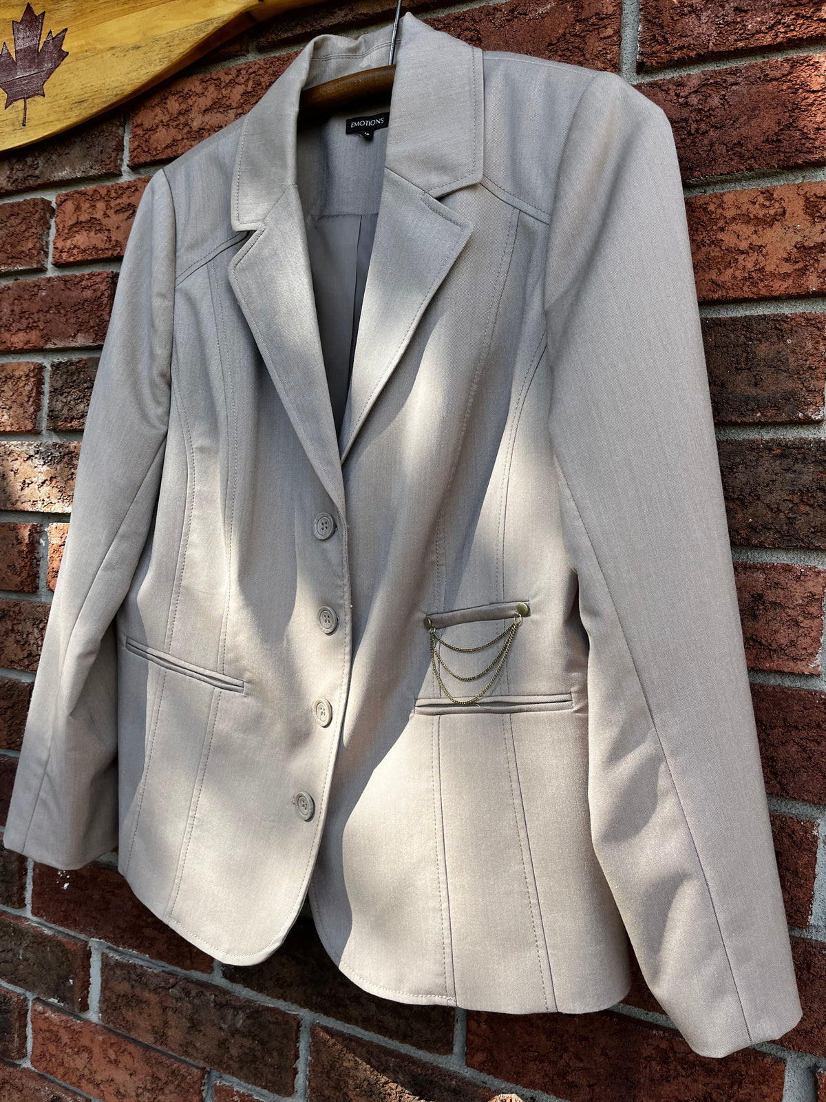 Vintage Y2K Beige Emotions Blazer with Chain Detail