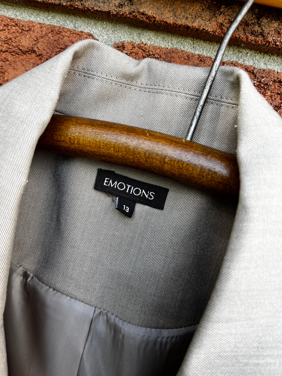 Vintage Y2K Beige Emotions Blazer with Chain Detail