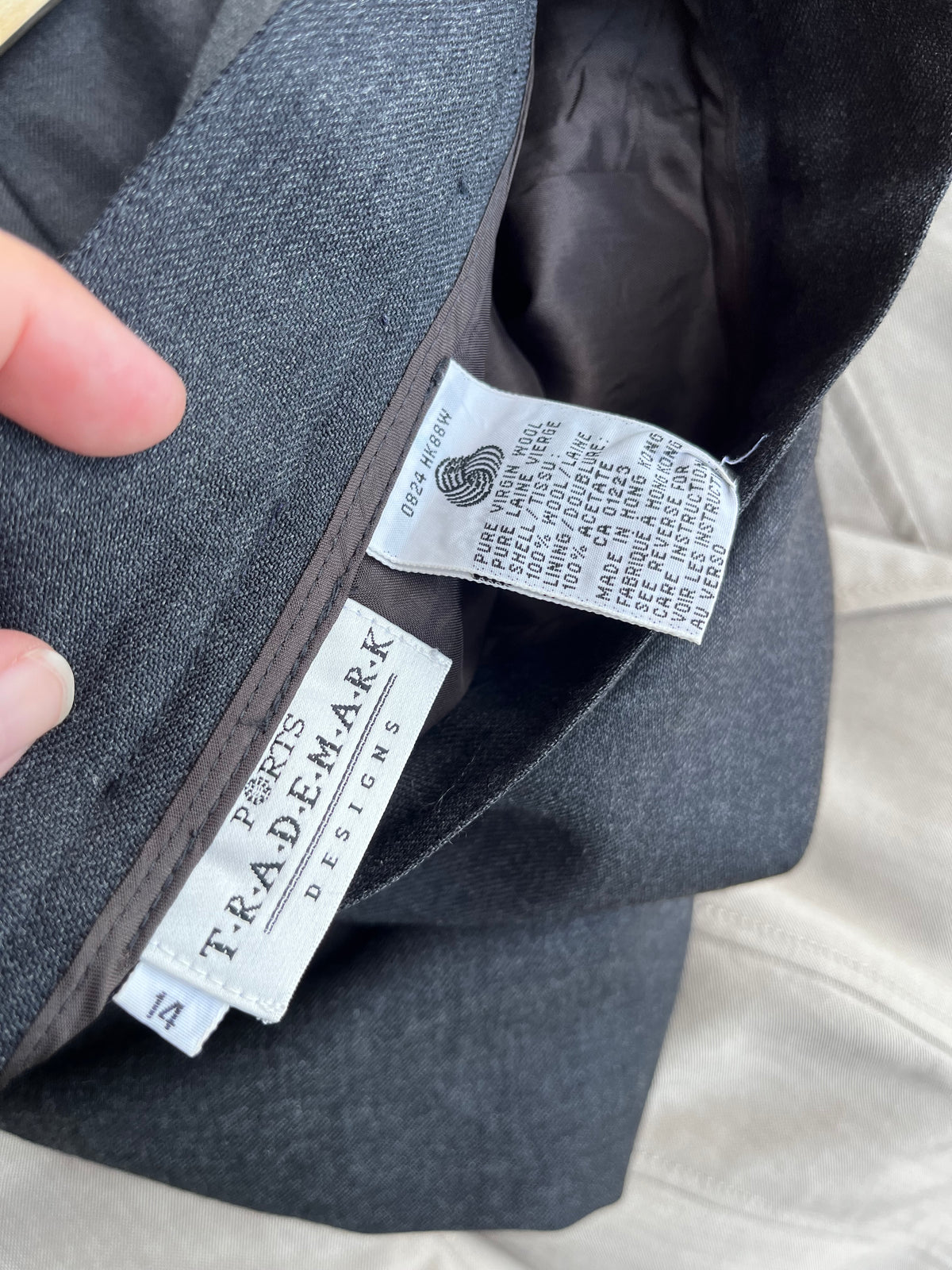 Vintage Trademark Grey Wool Midi Skirt
