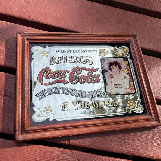 Vintage Delicious Coca-Cola Mirrored Advertising Sign