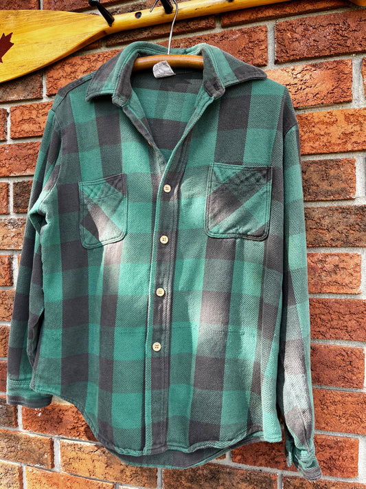 Vintage Green Plaid Button Up Chore Jacket JC Penney