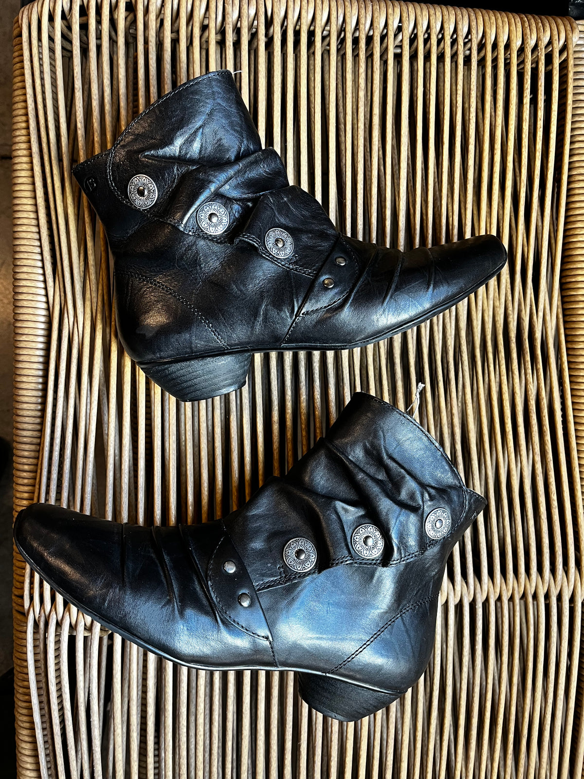 Vintage Y2K Josef Seibel Black Leather Ankle Boots
