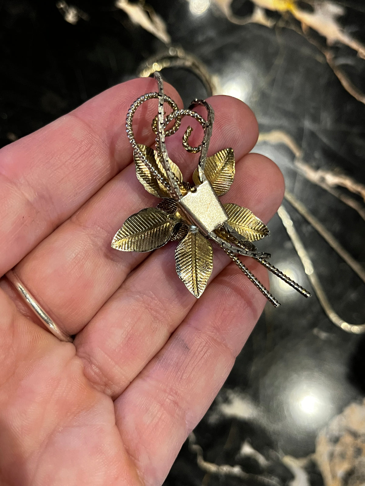Vintage Metal Floral Bolo Tie / Adjustable Necklace