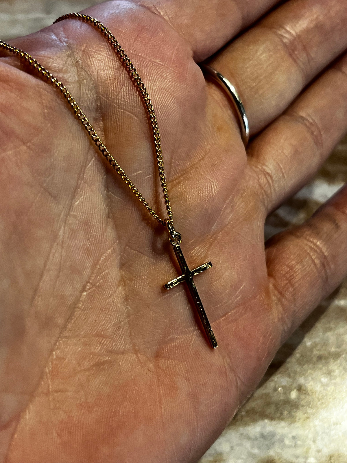Vintage 9 Karat Gold Dainty Cross Necklace