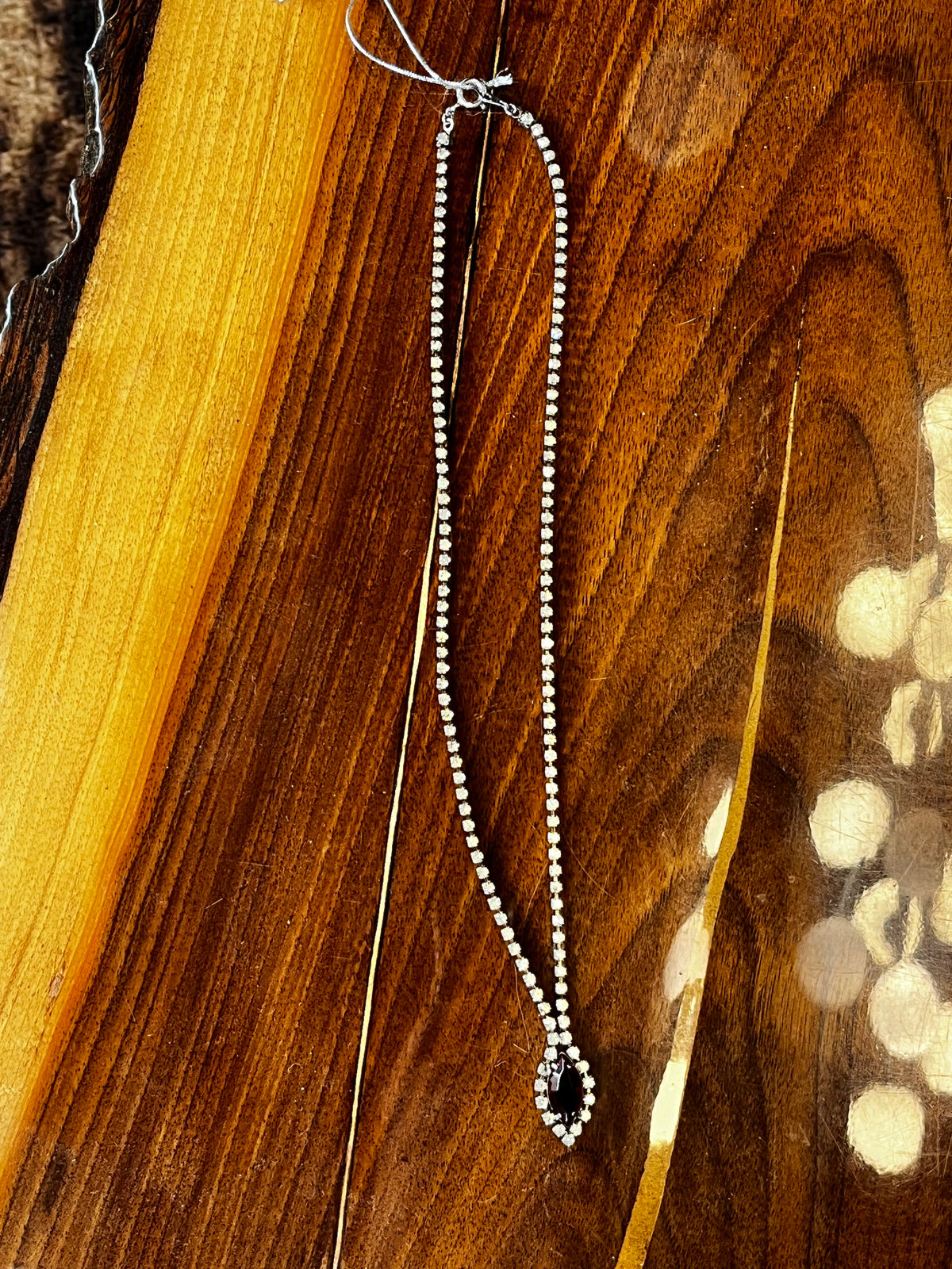Vintage Rhinestone Necklace with Marquis Ruby