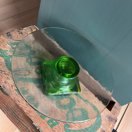 Vintage Green and Clear Glass Cake Stand