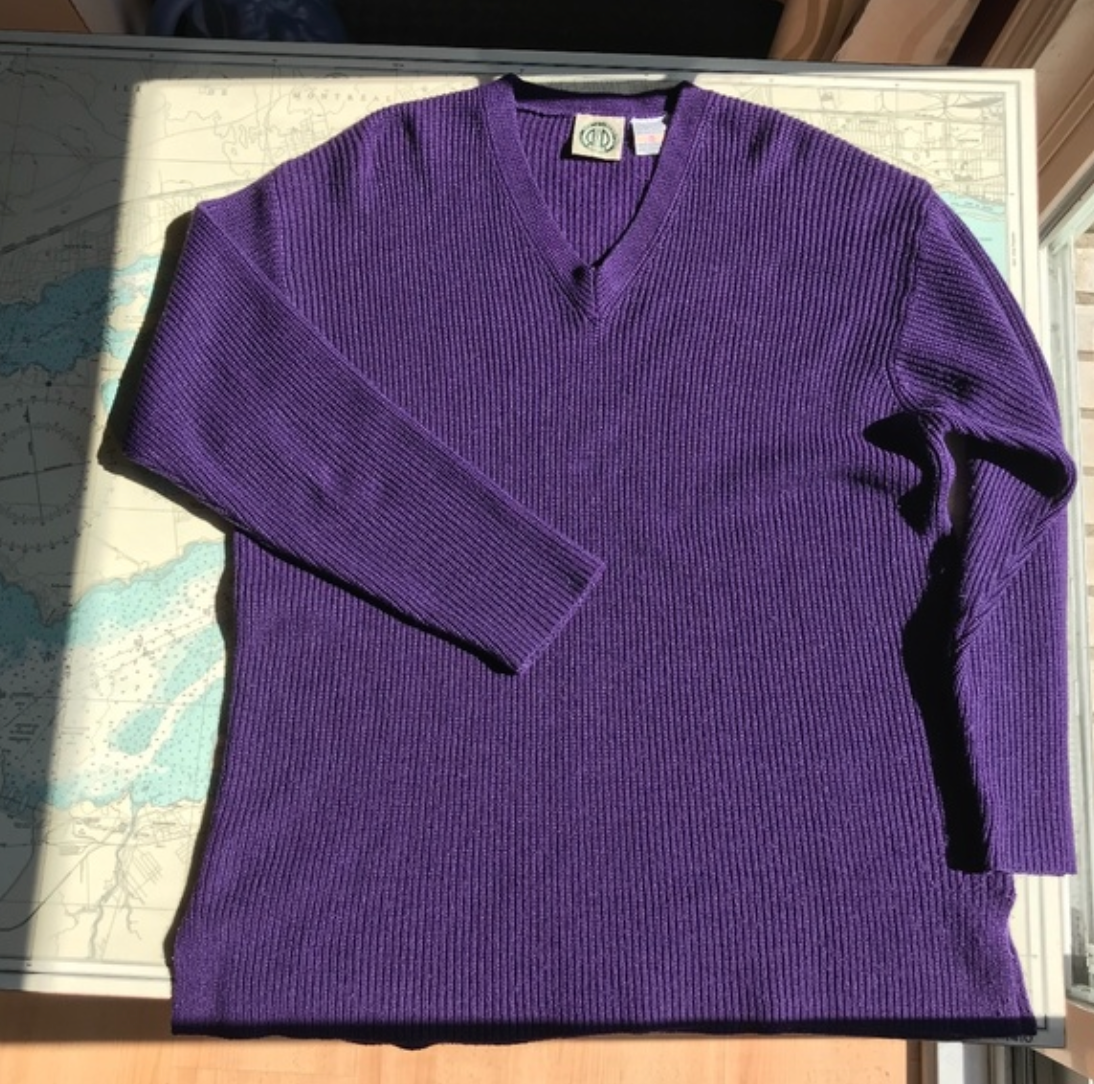Vintage 90s Purple R&R Cable Knit V Neck Sweater
