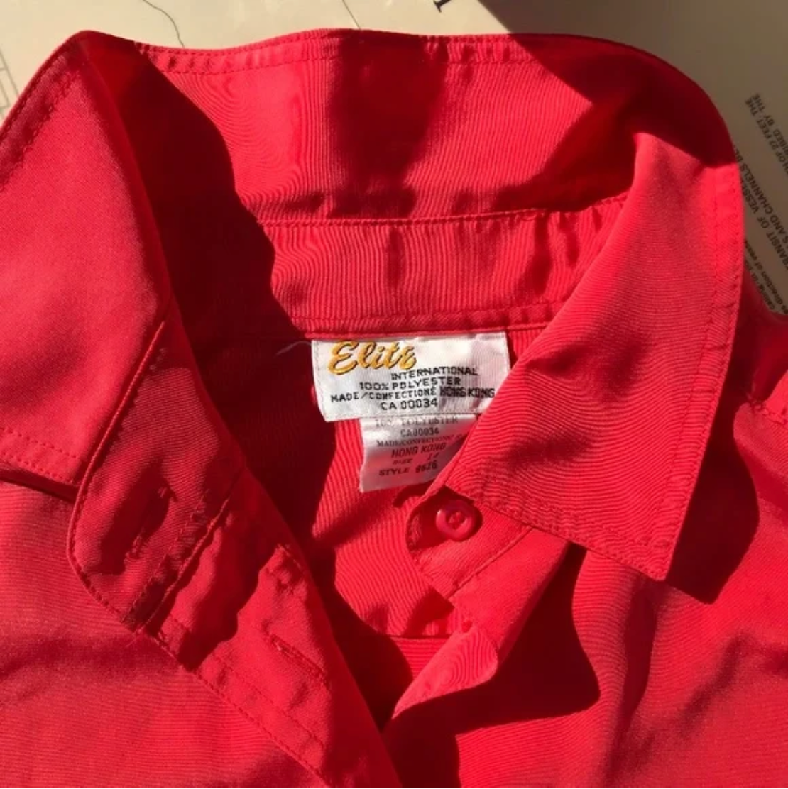 Vintage Elite Red Button Up Blouse
