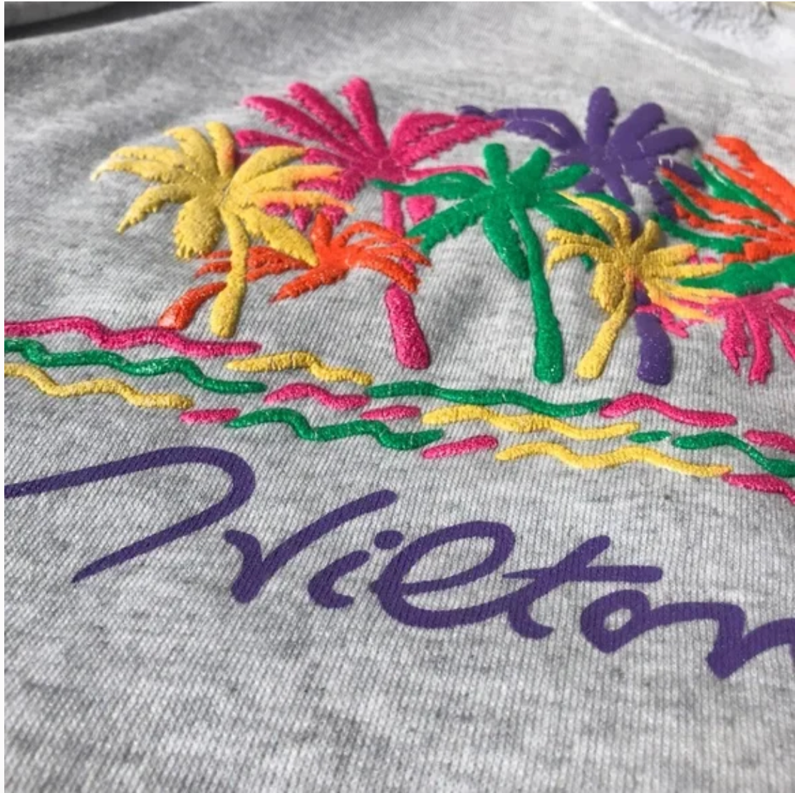 Vintage 90s Neon Palm Tree Hilton Head Tourism Sweatshirt