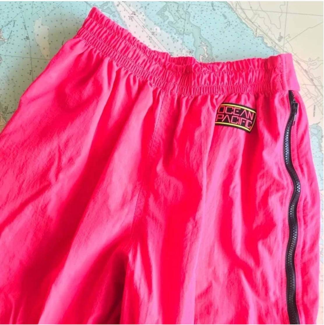 Vintage 90s Neon Hot Pink Ocean Pacific Splash Pants