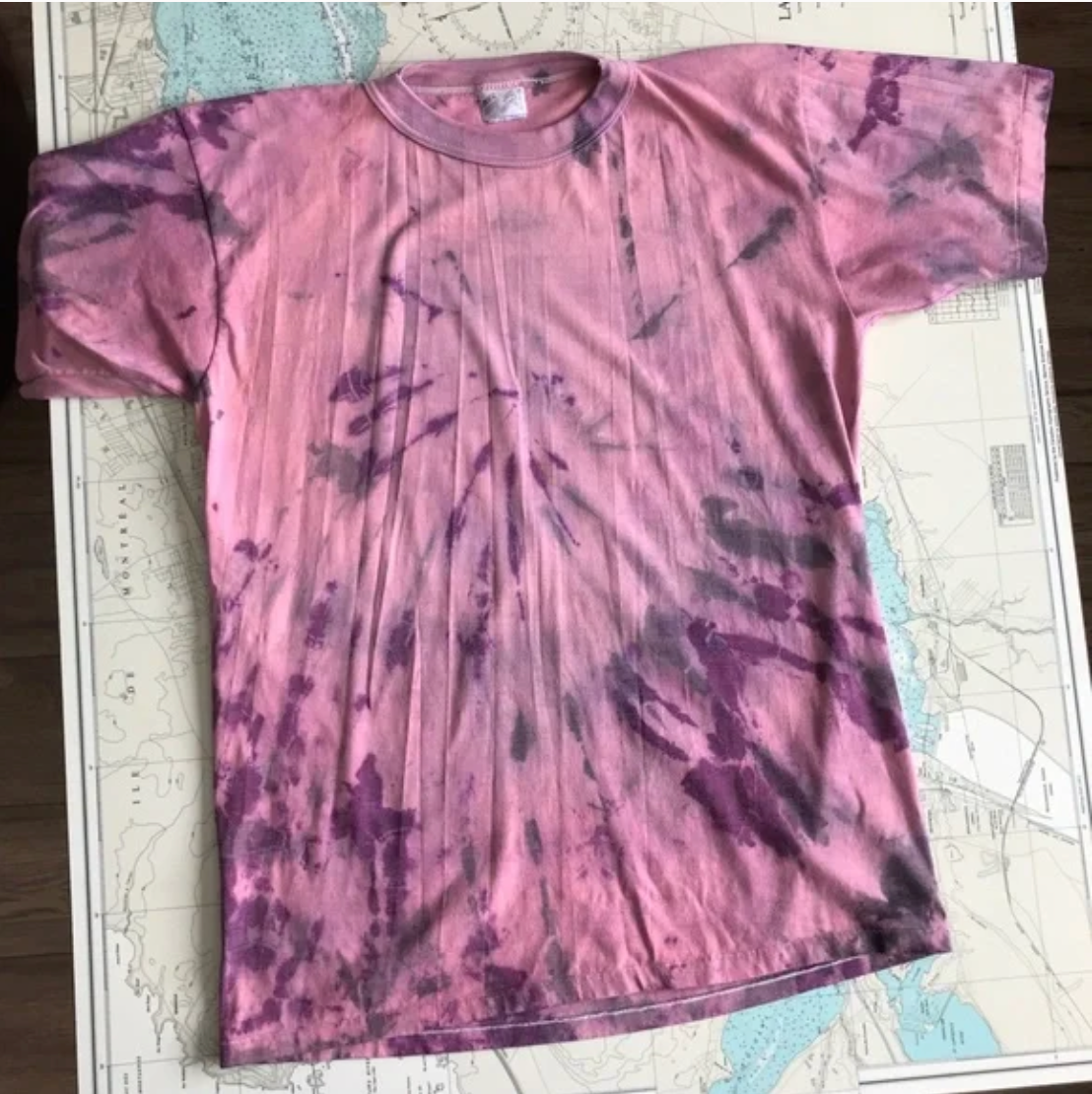 Vintage 90s Pink & Purple Double Dyed Tie Dyed Tee