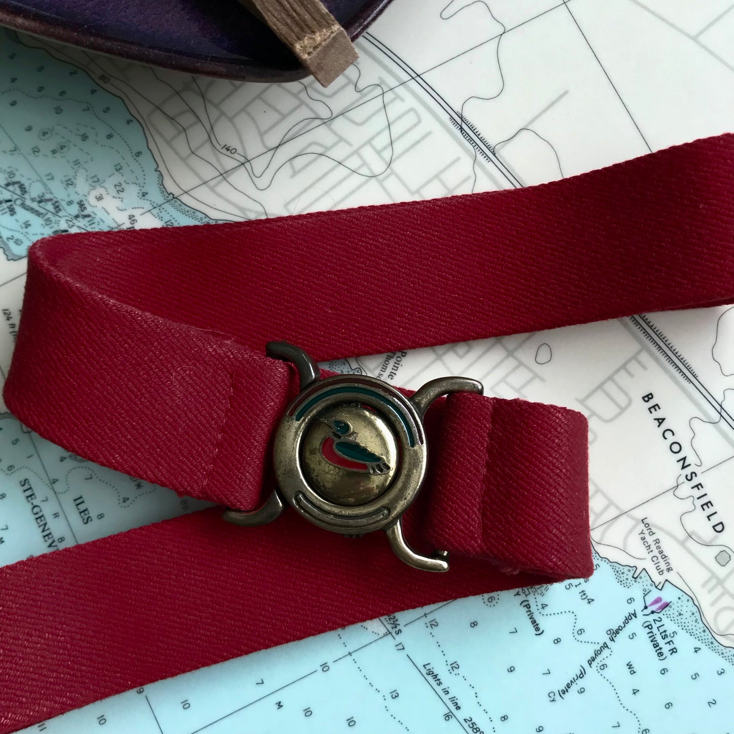 Vintage Red Elastic Belt with Duck Clasp