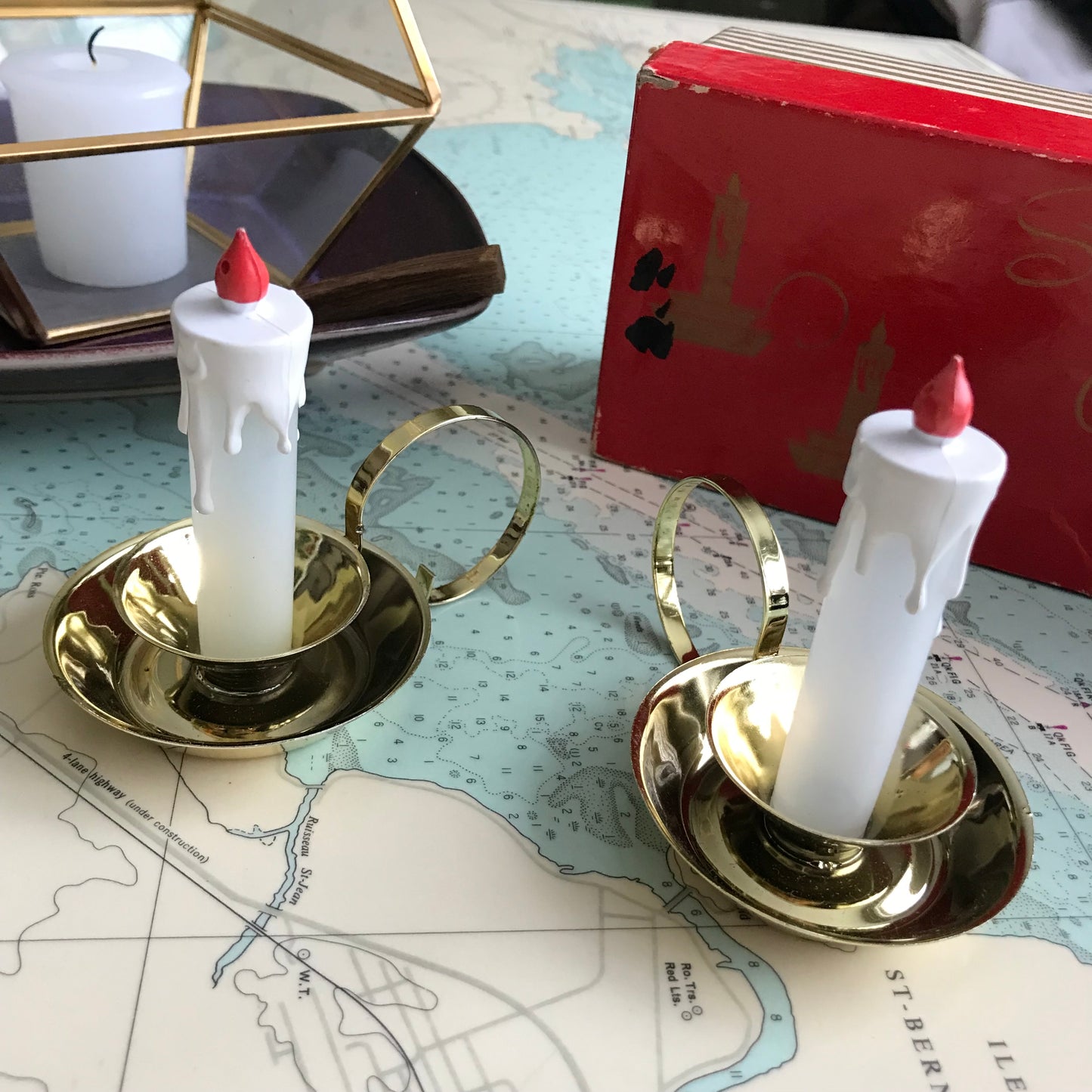 Vintage Candlestick Salt And Pepper Shakers by Davis