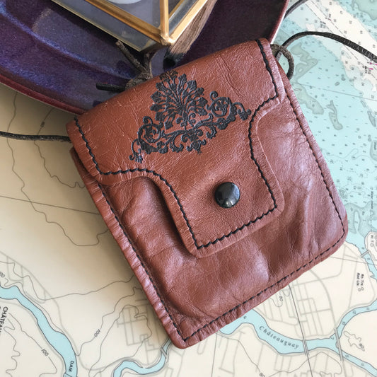 Mini Leather Bag with Tooled Flourish