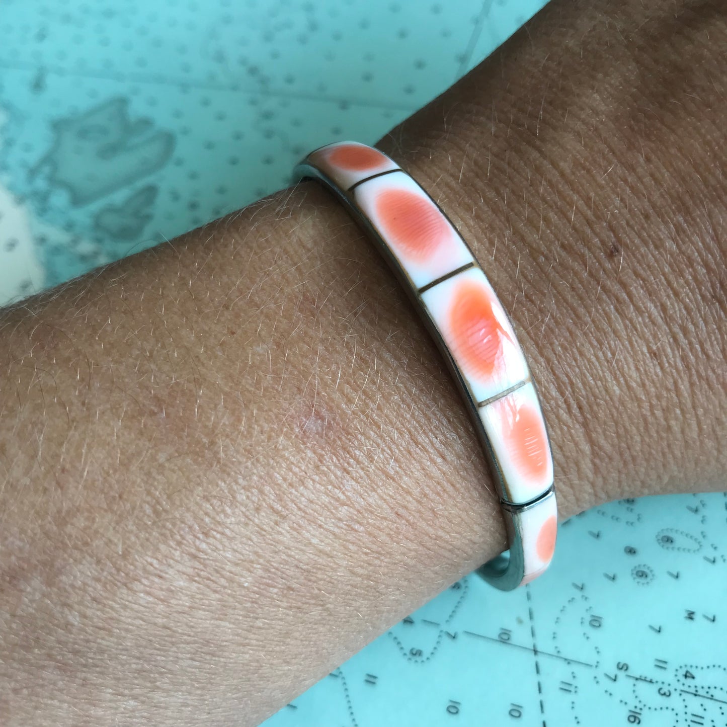 Vintage Coral and Silver Cuff Bracelet