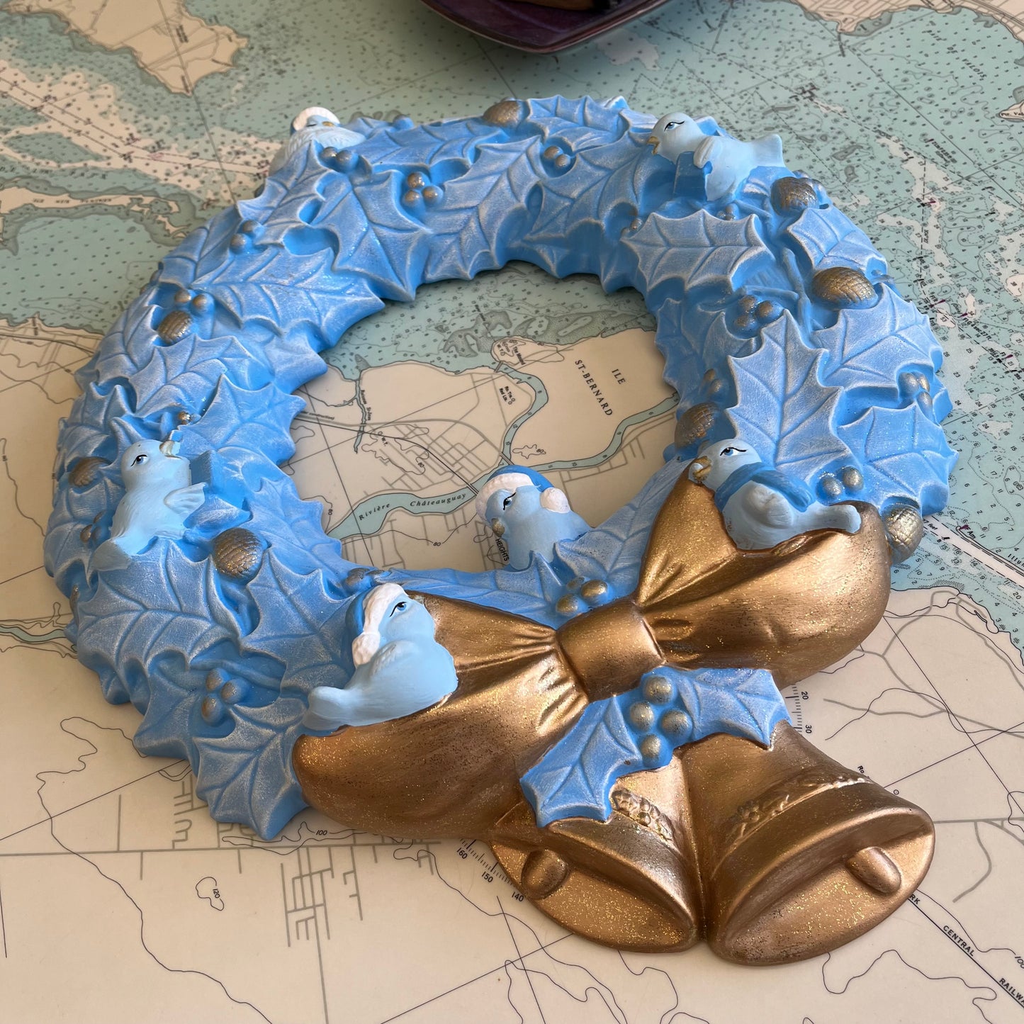 Vintage Ceramic Blue Bird Wreath
