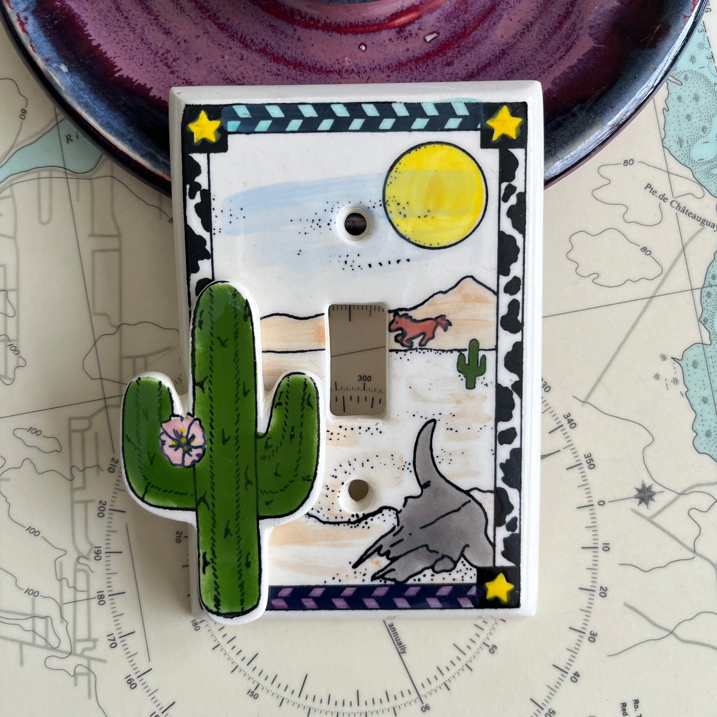Vintage Southwestern Desert Style Ceramic Switch Plate