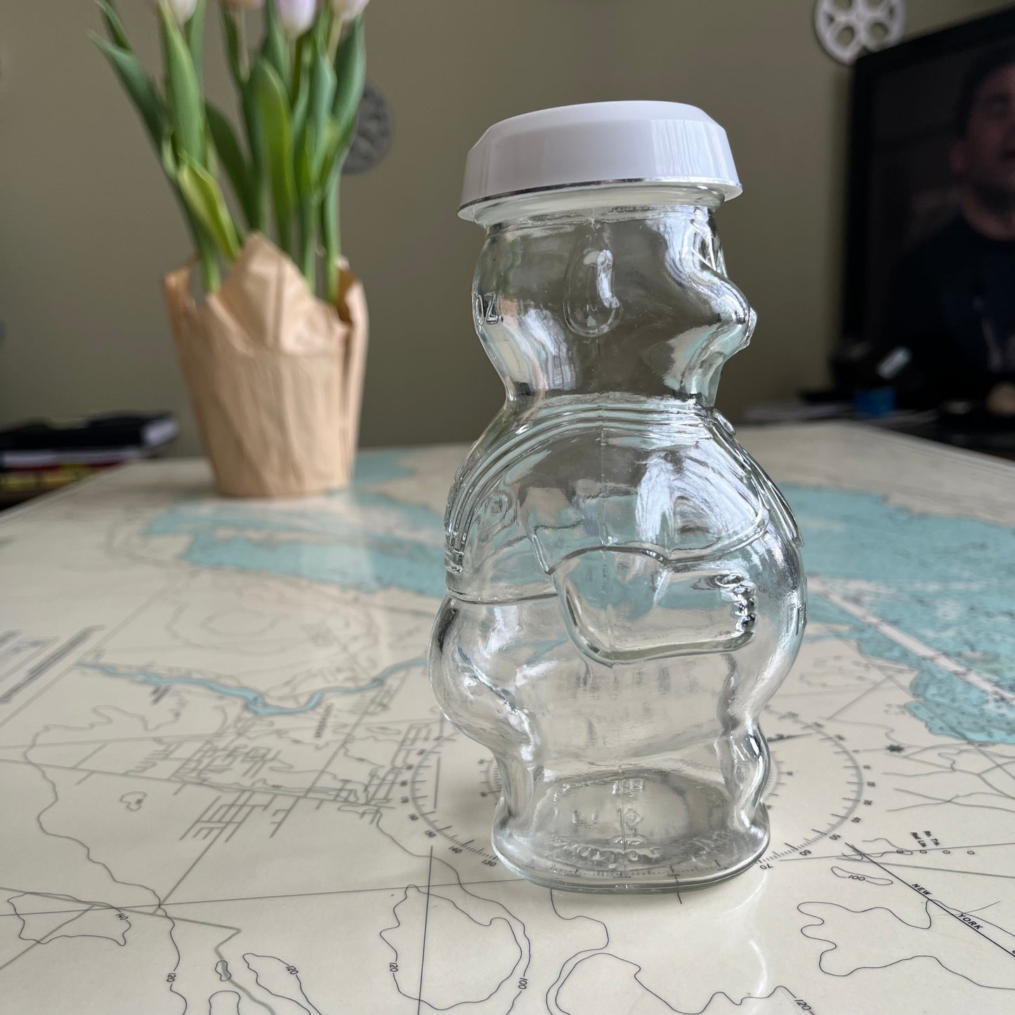 Vintage Gattuso Montreal Glass Figure Jar with Lid