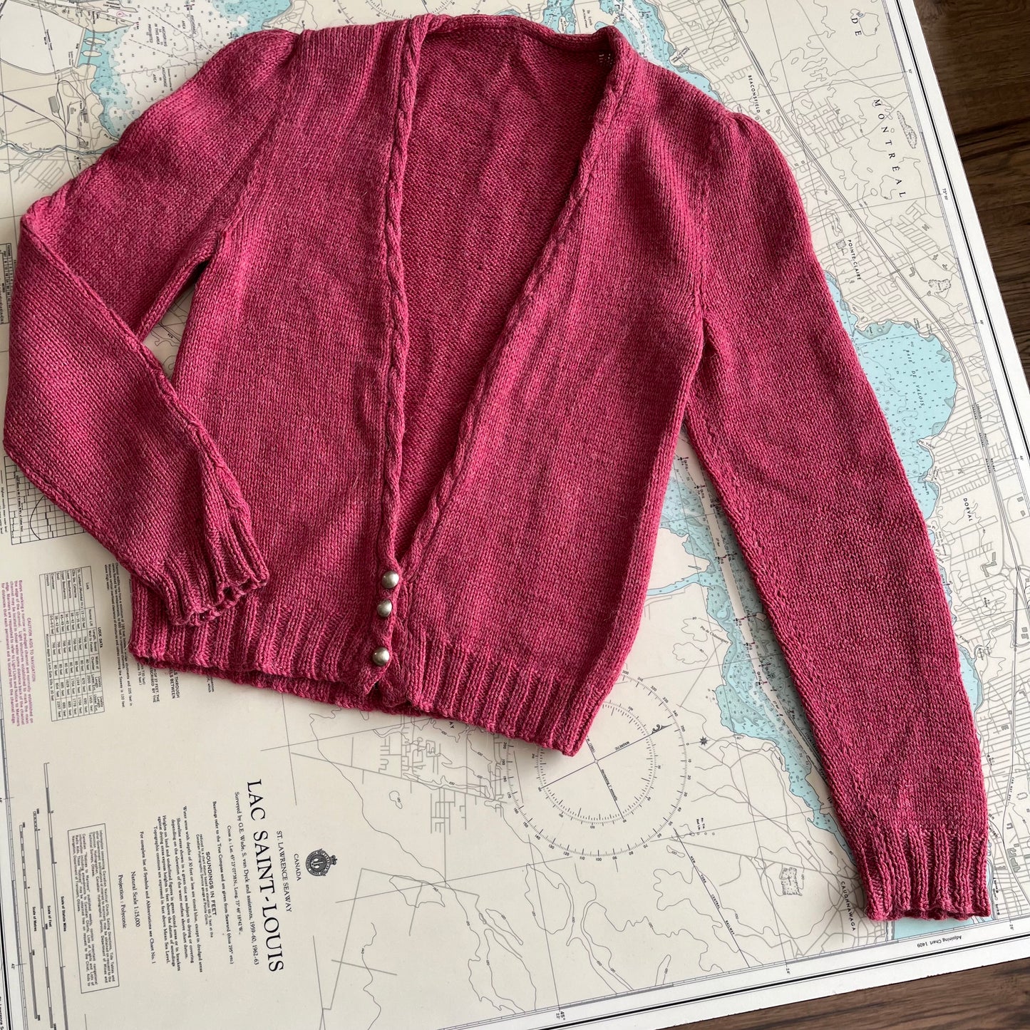 Vintage Pink Knit Cardigan with Pearl Buttons