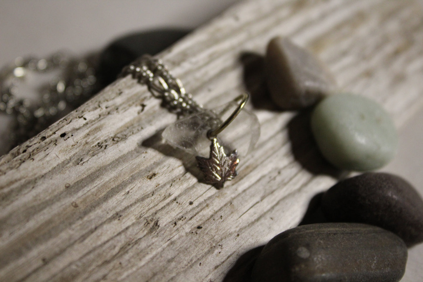Beach Glass Necklace - Maple Leaf