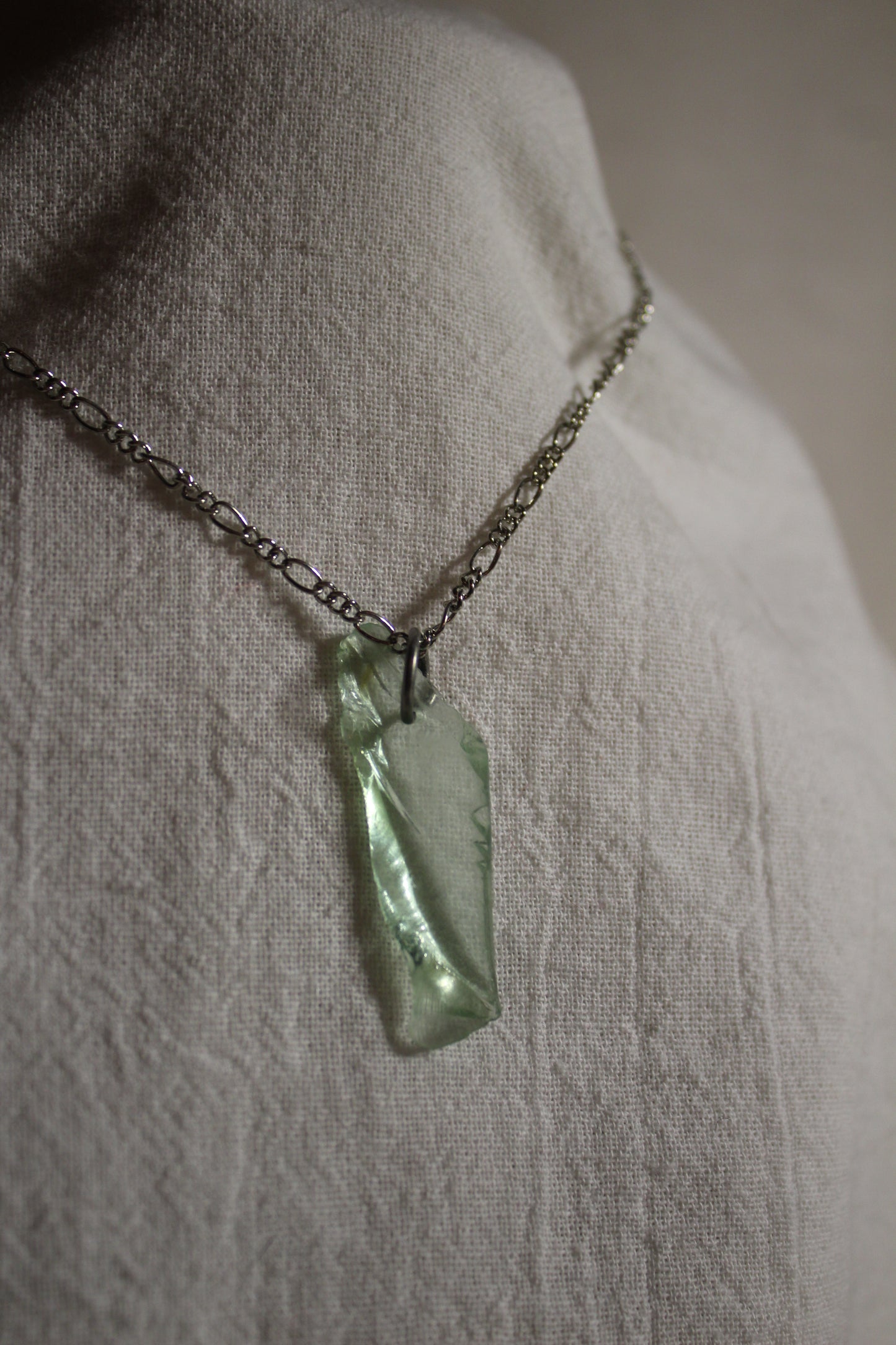 Beach Glass Necklace - Light Green with a Twist