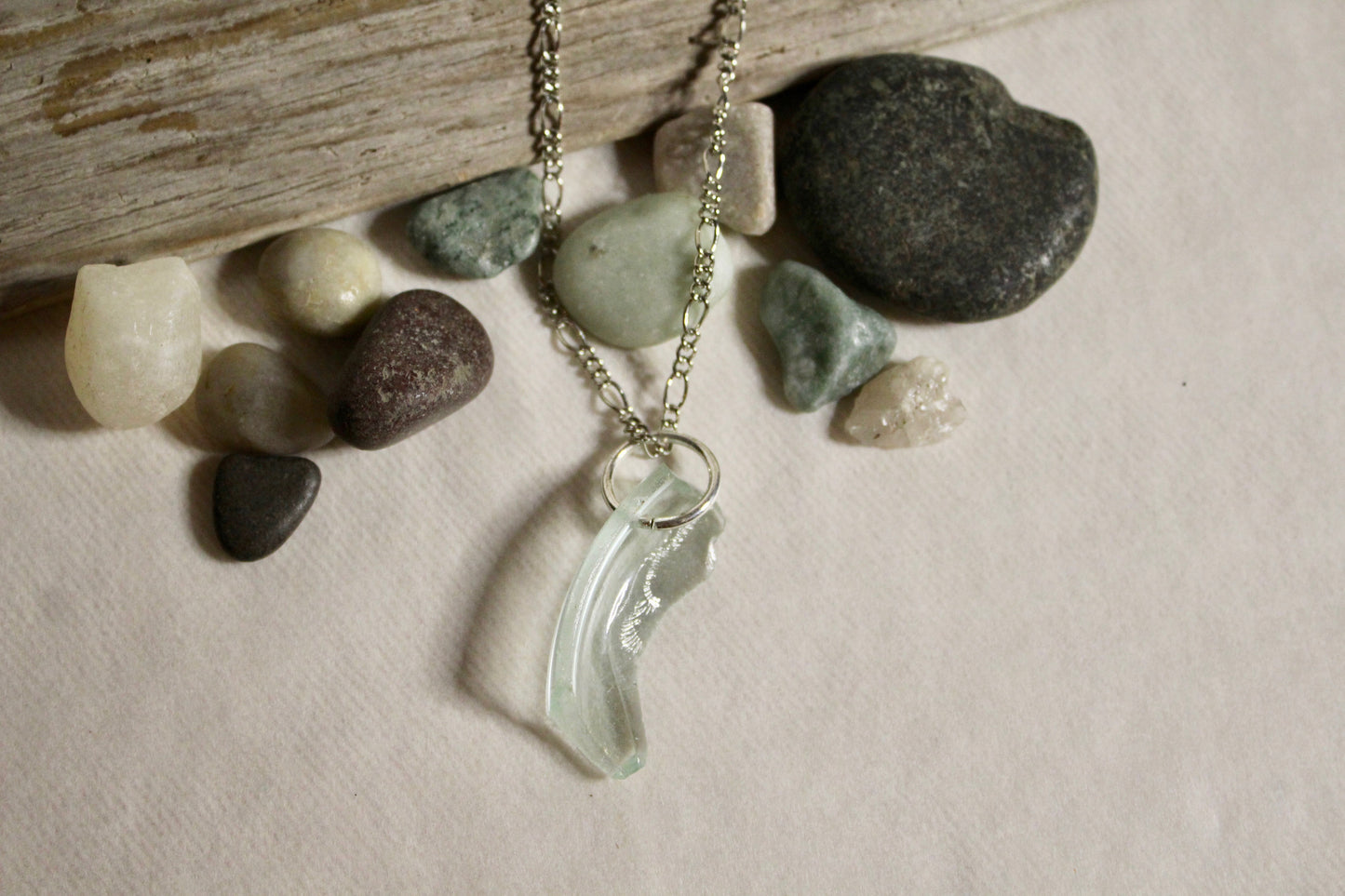 Beach Glass Necklace - Sea Green Lip