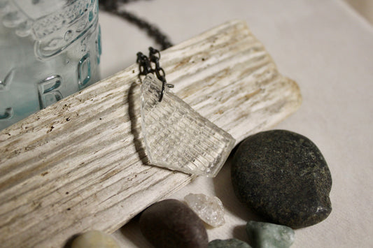 Beach Glass Necklace - Cross Hatched