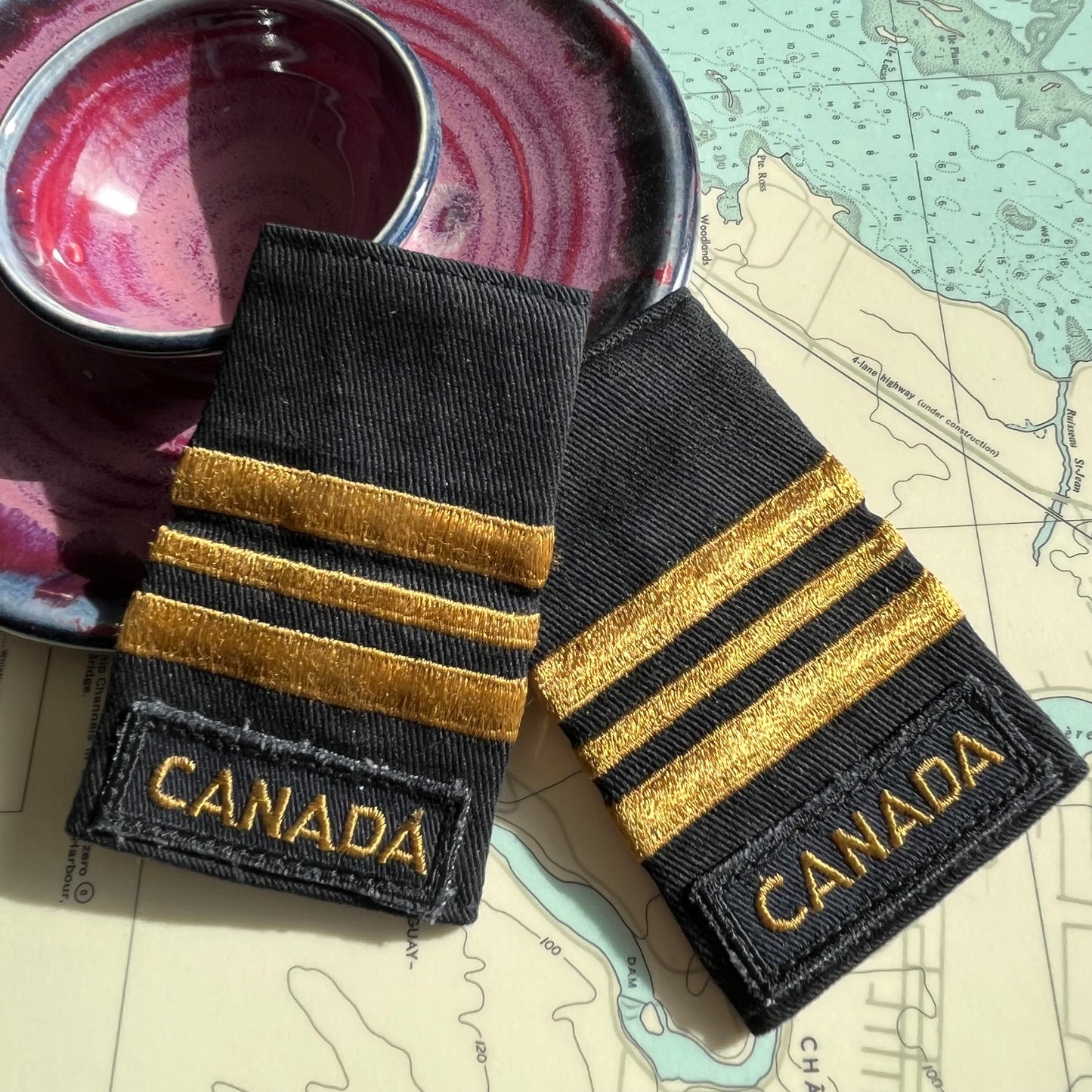 Vintage Canada Three Stripe Shoulder Epaulets