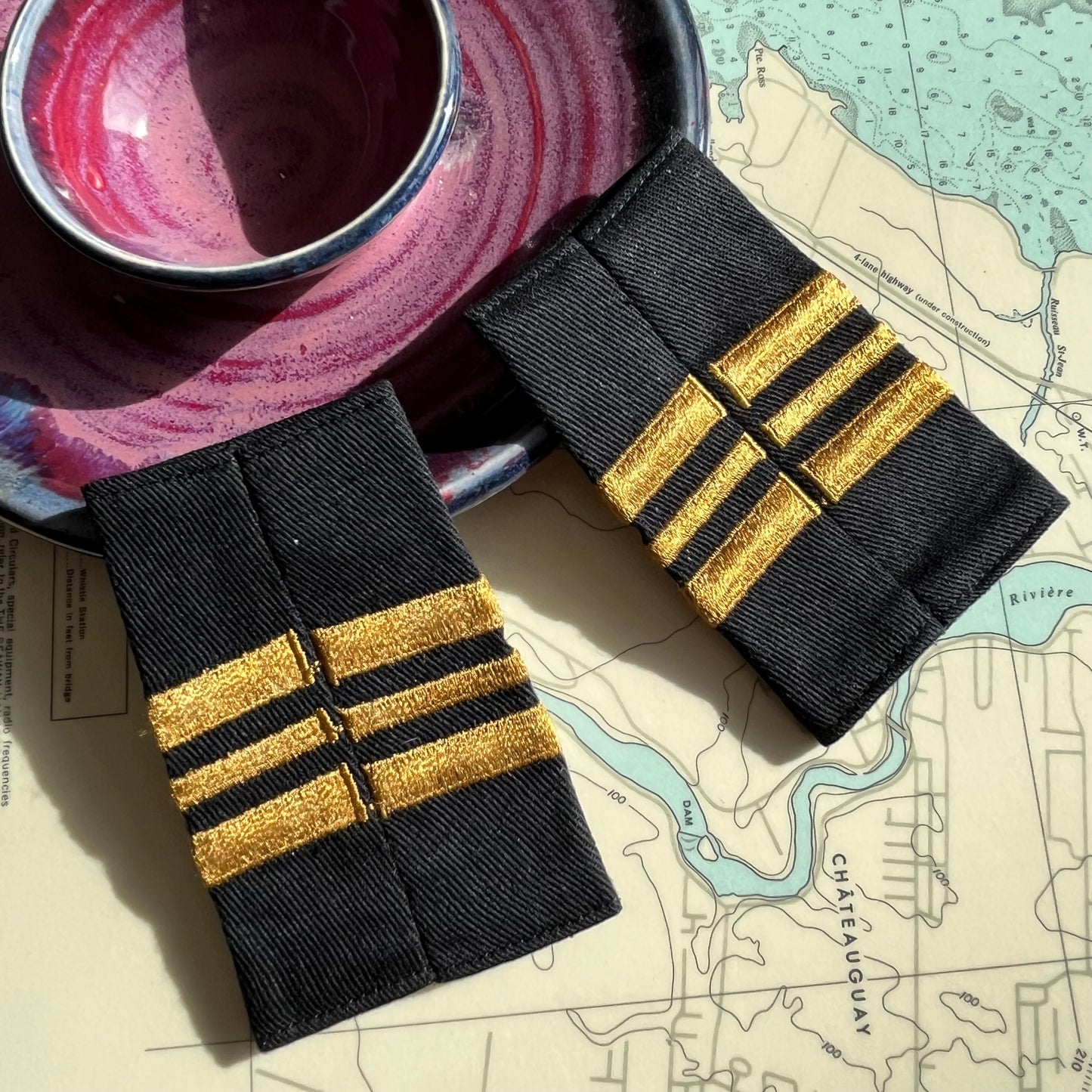 Vintage Canada Three Stripe Shoulder Epaulets
