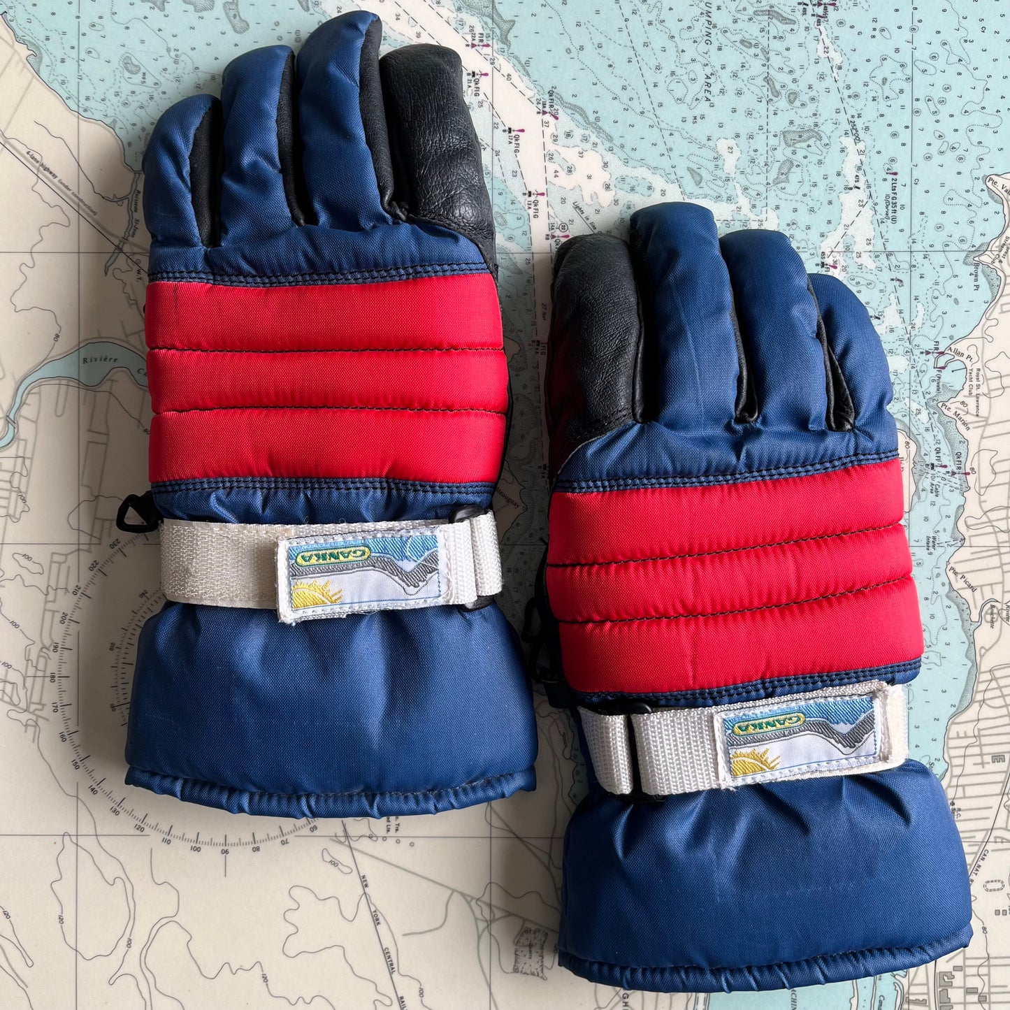 Retro Ganka Leather and Nylon Snowmobile Gloves