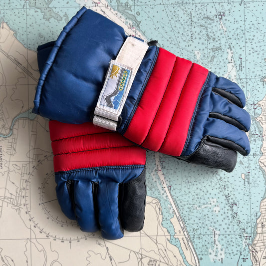 Retro Ganka Leather and Nylon Snowmobile Gloves