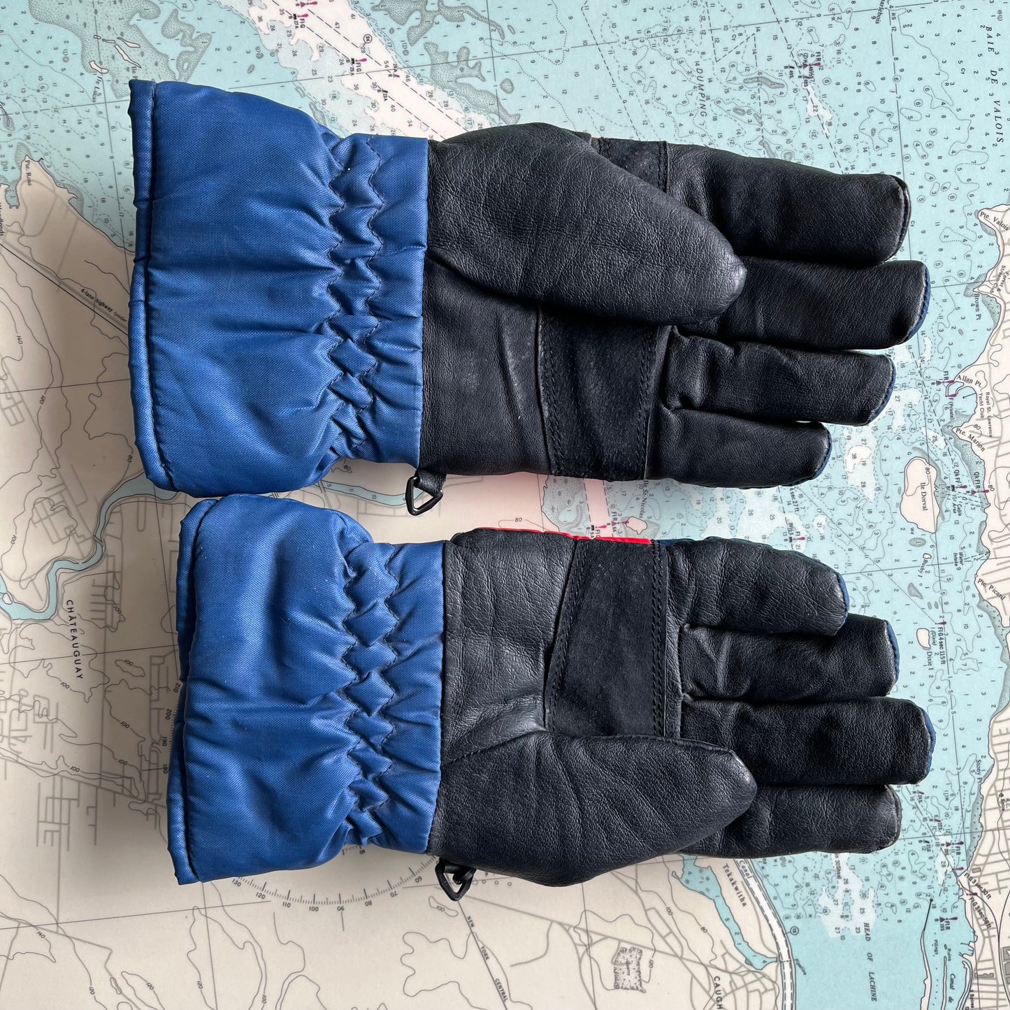 Retro Ganka Leather and Nylon Snowmobile Gloves