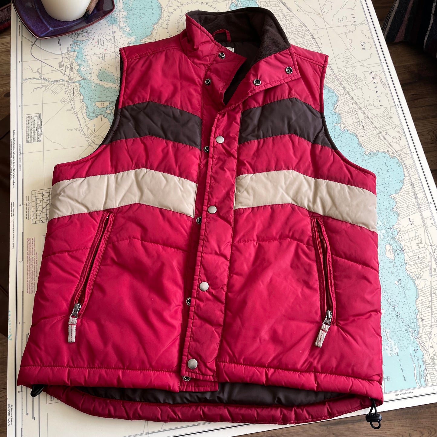Retro Red Striped Puffy 'Kelso' Vest