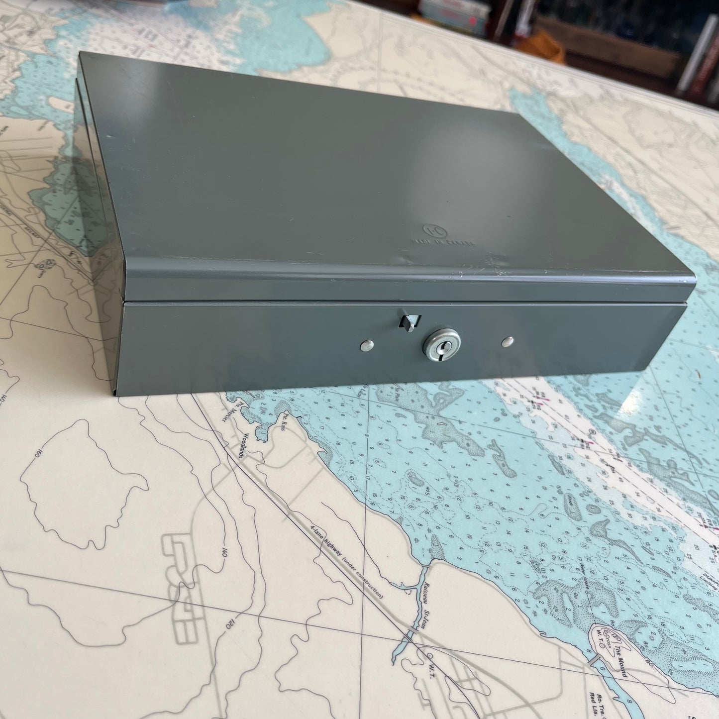 Vintage Grey Metal Box / Tin / Organizer