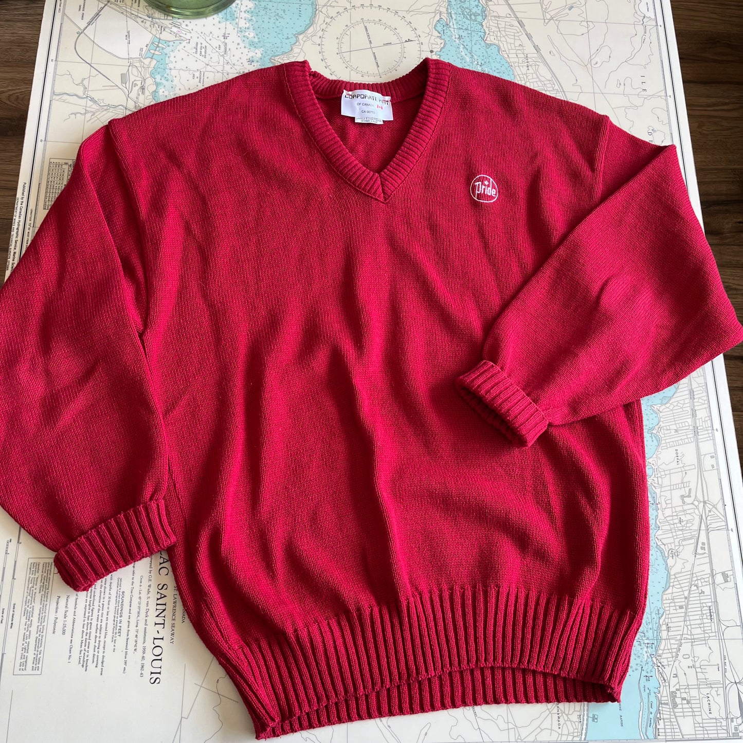 Vintage Red V Neck Pride Sweater