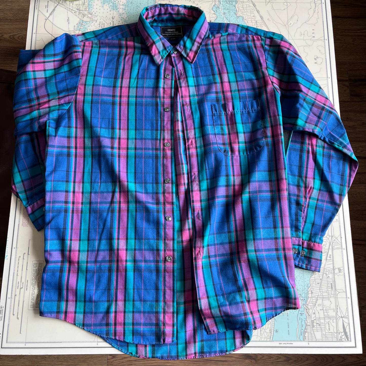 Vintage Sears Funky Plaid Button Up Shirt