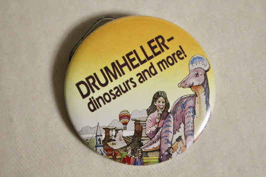 Retro Button - Drumheller Dinosaurs 2"