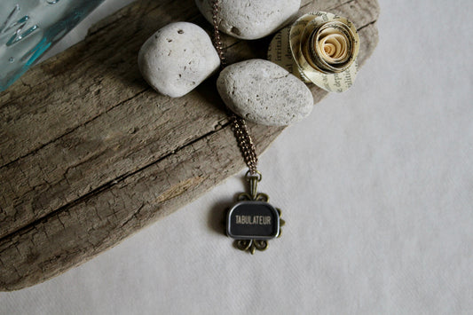 Typewriter Key Necklace Tab