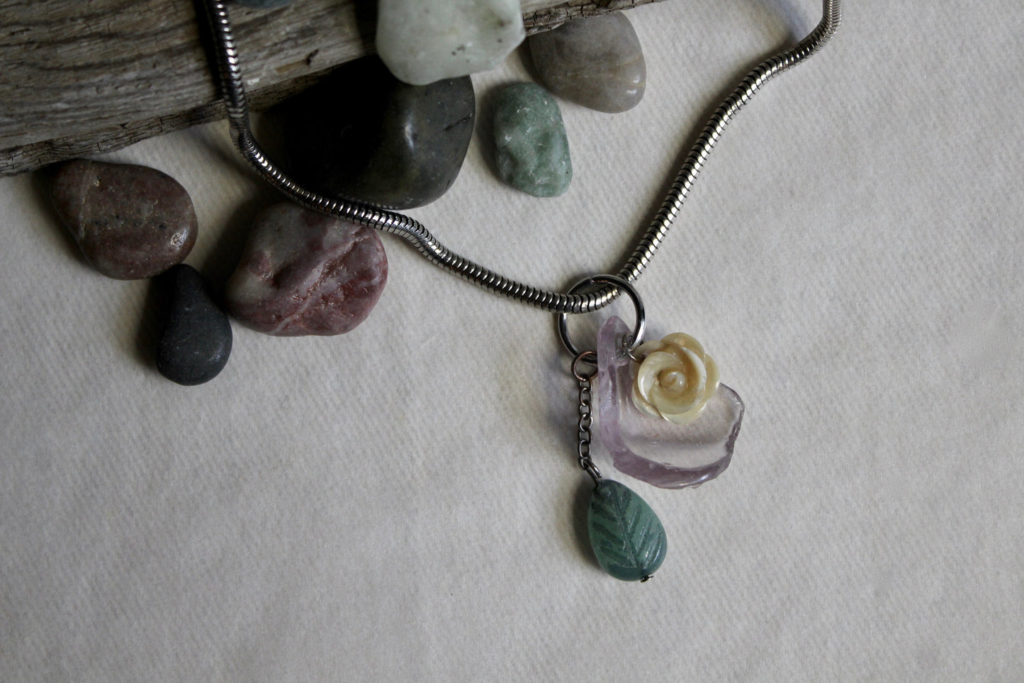 Beach Glass Necklace - Purple Petal