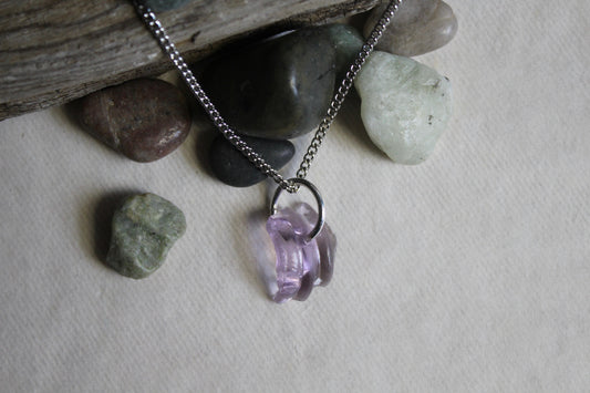 Beach Glass Necklace - Purple Threads