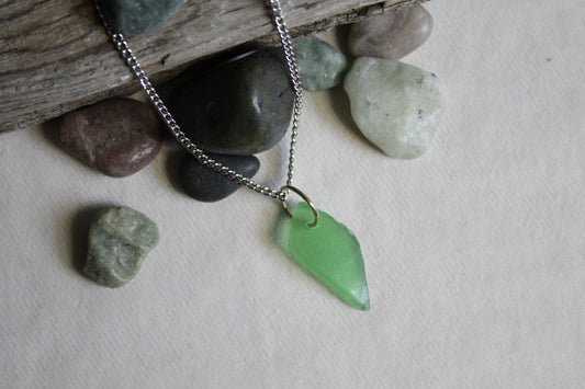 Beach Glass Necklace - Green Eyed Lady