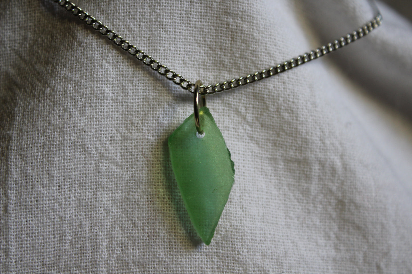 Beach Glass Necklace - Green Eyed Lady
