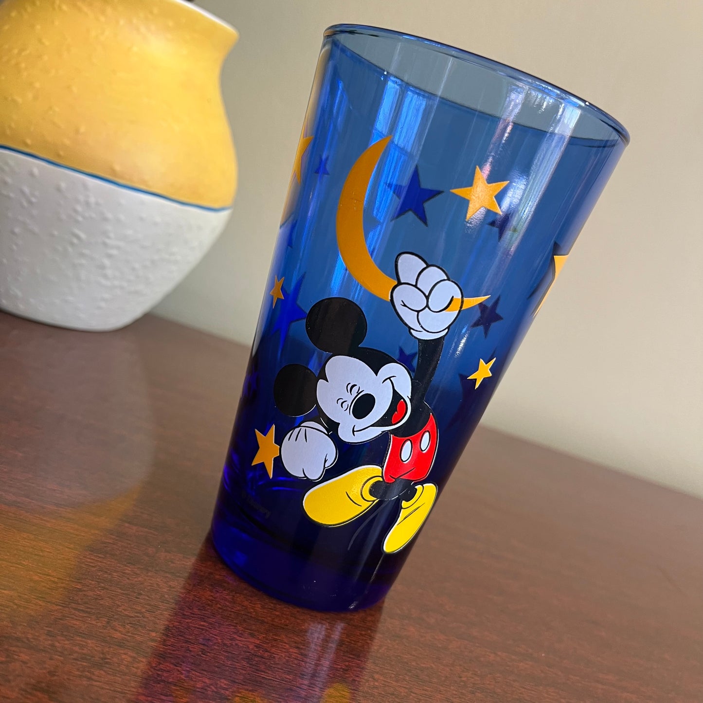 Vintage Mickey Mouse Blue Celestial Anchor Hocking Water Glass