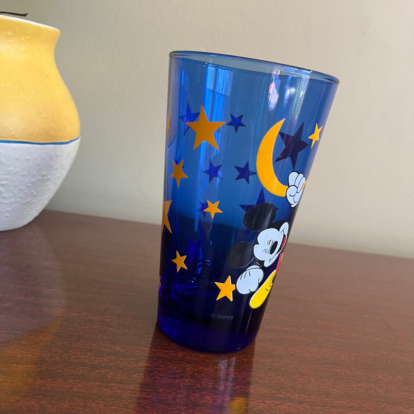 Vintage Mickey Mouse Blue Celestial Anchor Hocking Water Glass